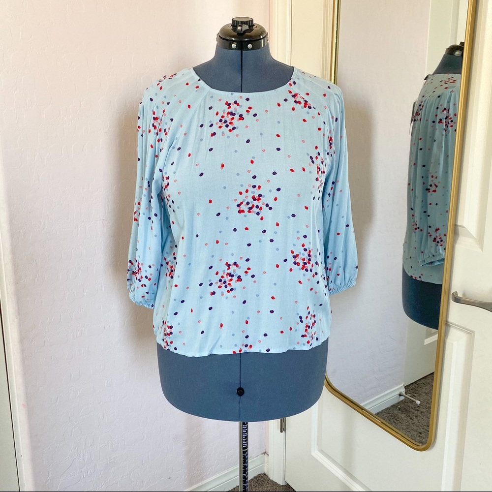 a.n.a Women’s Career Blouse Blue balloon sleeve